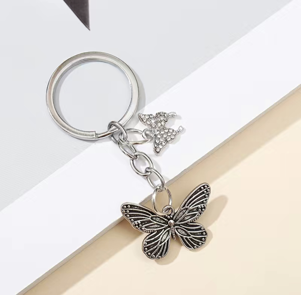3/$25 Butterflies Butterfly Stainless Steel Keychain NEW